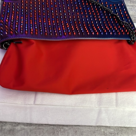 Christian Louboutin preloved clutch great condition color blue n purple studs - Picture 9 of 12